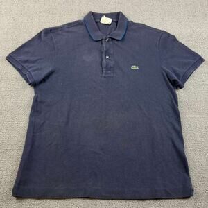 Vintage Lacoste Polo Shirt Men 4 Navy‎ Regular Fit Short Sleeve Embroidery Peru